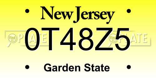 0T48Z5 New Jersey License Plate