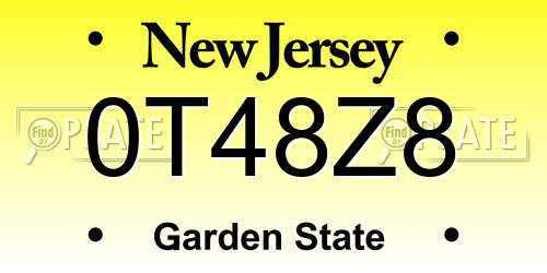 0T48Z8 New Jersey License Plate