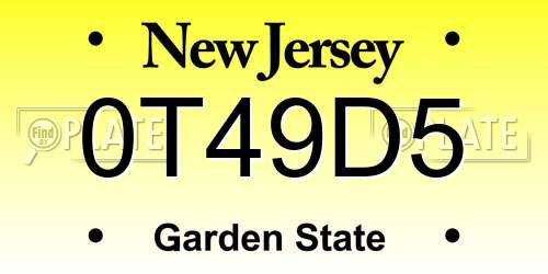 0T49D5 New Jersey License Plate