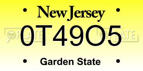 0T49O5 New Jersey License Plate