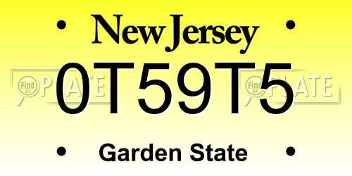 0T59T5 New Jersey License Plate