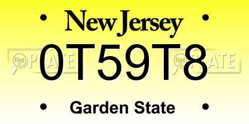 0T59T8 New Jersey License Plate