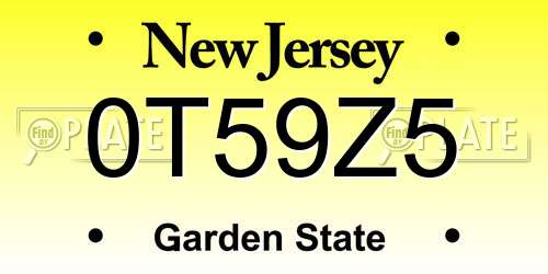 0T59Z5 New Jersey License Plate