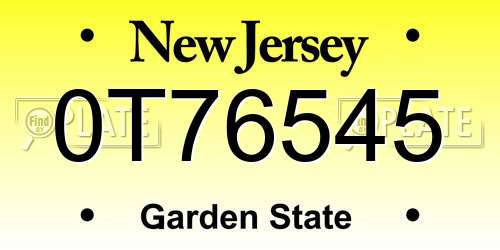 0T76545 New Jersey License Plate