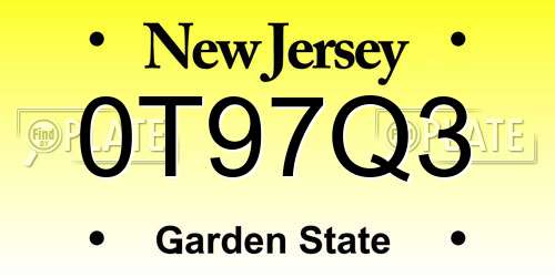0T97Q3 New Jersey License Plate