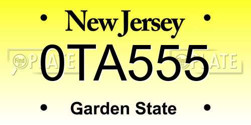 0TA555 New Jersey License Plate