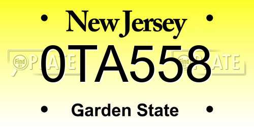 0TA558 New Jersey License Plate