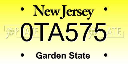 0TA575 New Jersey License Plate