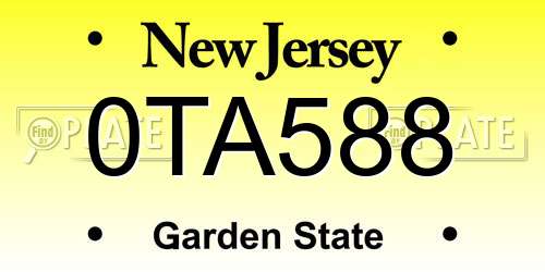 0TA588 New Jersey License Plate