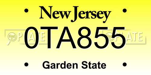 0TA855 New Jersey License Plate