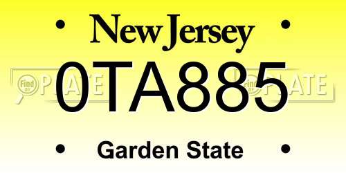 0TA885 New Jersey License Plate