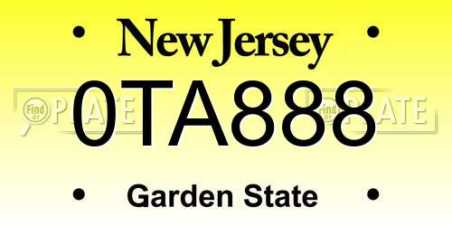 0TA888 New Jersey License Plate