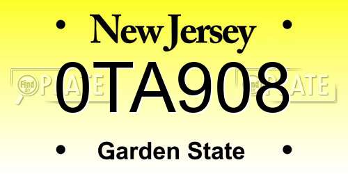 0TA908 New Jersey License Plate