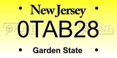 0TAB28 New Jersey License Plate