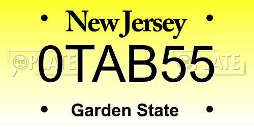 0TAB55 New Jersey License Plate