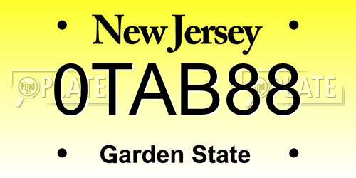 0TAB88 New Jersey License Plate