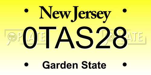 0TAS28 New Jersey License Plate