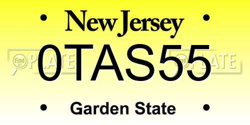 0TAS55 New Jersey License Plate