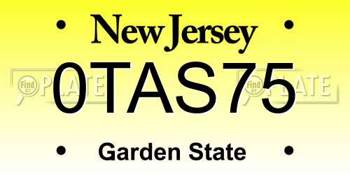 0TAS75 New Jersey License Plate