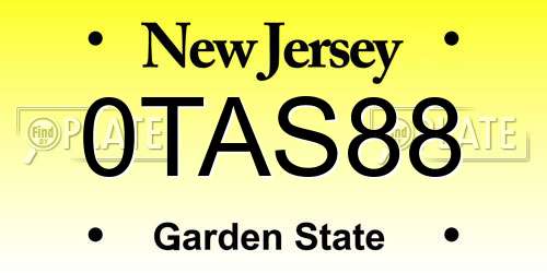 0TAS88 New Jersey License Plate