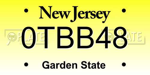 0TBB48 New Jersey License Plate