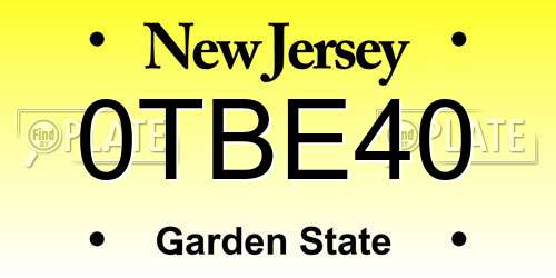 0TBE40 New Jersey License Plate