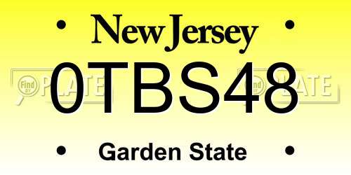 0TBS48 New Jersey License Plate