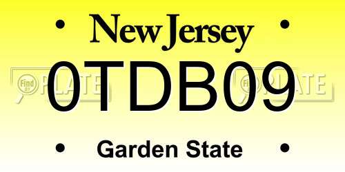 0TDB09 New Jersey License Plate