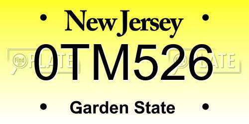 0TM526 New Jersey License Plate