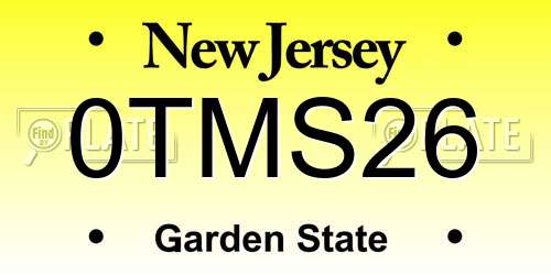 0TMS26 New Jersey License Plate