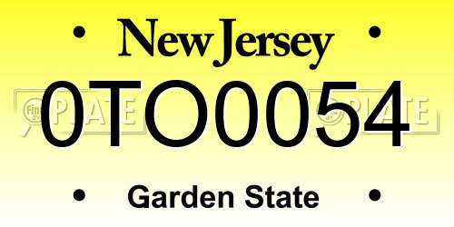 0TO0054 New Jersey License Plate