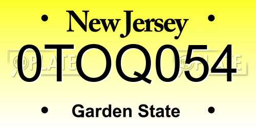0TOQ054 New Jersey License Plate
