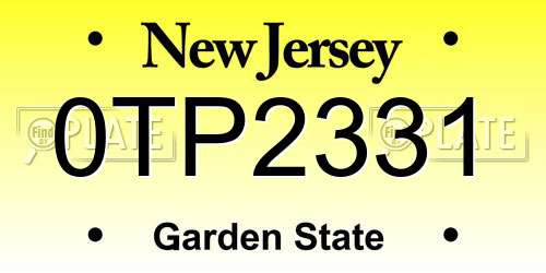 0TP2331 New Jersey License Plate