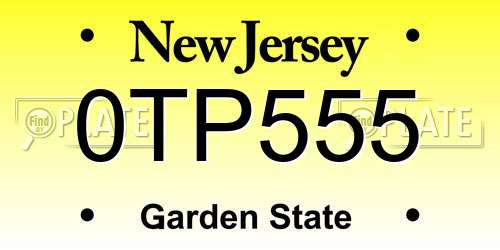 0TP555 New Jersey License Plate