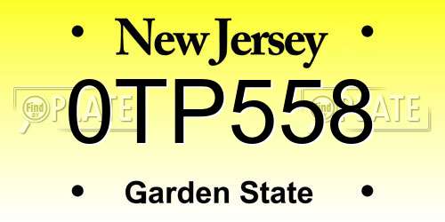 0TP558 New Jersey License Plate