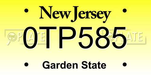 0TP585 New Jersey License Plate