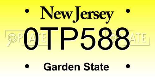 0TP588 New Jersey License Plate
