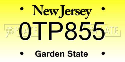 0TP855 New Jersey License Plate
