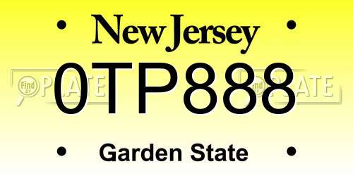 0TP888 New Jersey License Plate