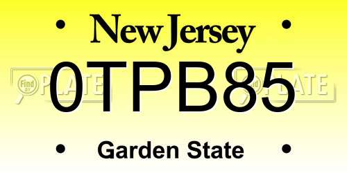 0TPB85 New Jersey License Plate