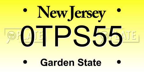 0TPS55 New Jersey License Plate