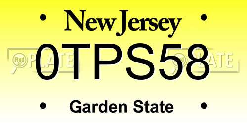 0TPS58 New Jersey License Plate
