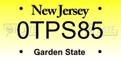 0TPS85 New Jersey License Plate