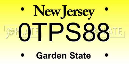 0TPS88 New Jersey License Plate