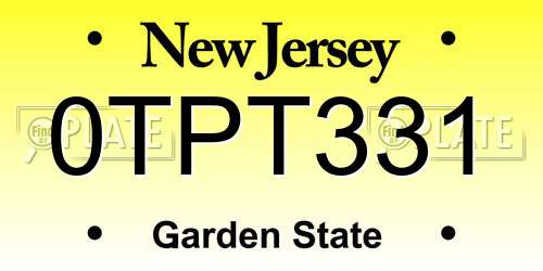 0TPT331 New Jersey License Plate