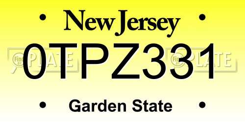 0TPZ331 New Jersey License Plate