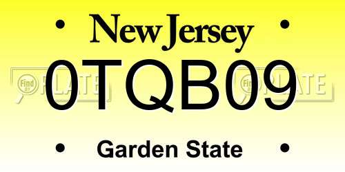 0TQB09 New Jersey License Plate