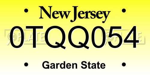 0TQQ054 New Jersey License Plate
