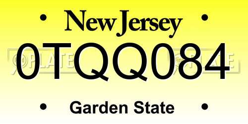 0TQQ084 New Jersey License Plate