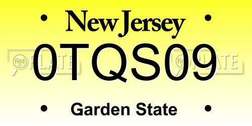 0TQS09 New Jersey License Plate